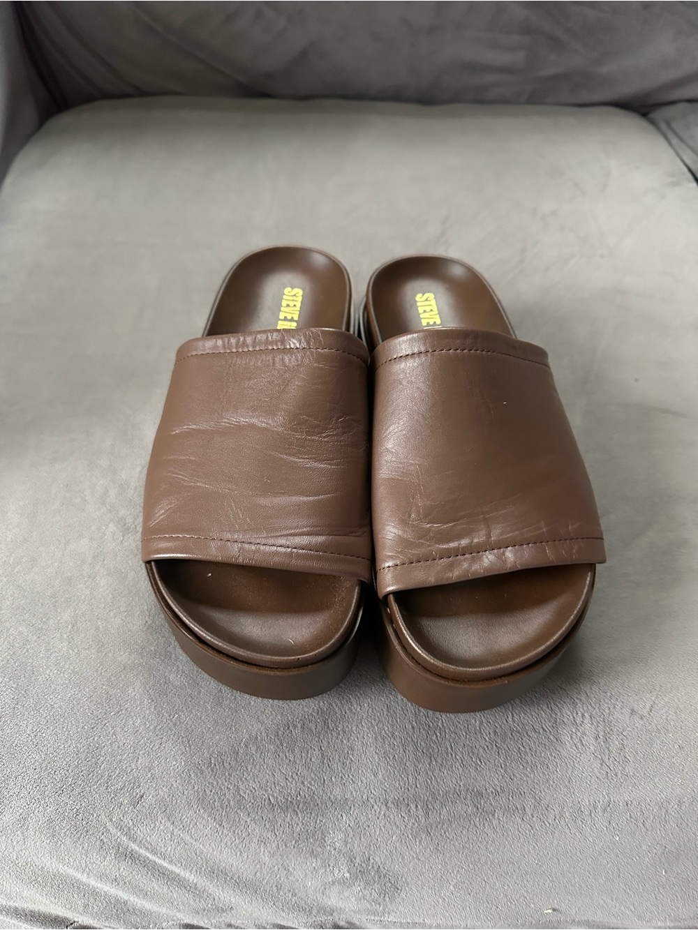 Steve Madden Brown Platform Slide Sandals